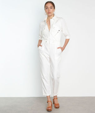 Picture of NINE WHITE LINEN AND COTTON JUMPSUIT
